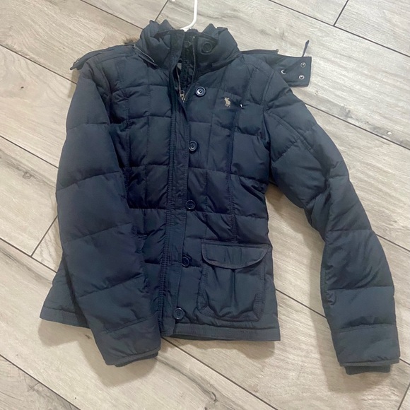 Abercrombie Winter Jacket - navy blue with tan fur - Picture 2 of 4